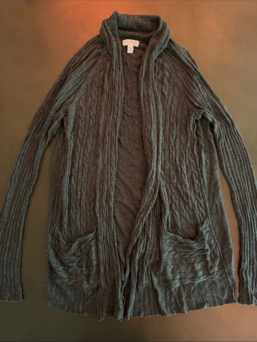 A Pea in the Pod Charcoal Cable Knit Open Cardigan